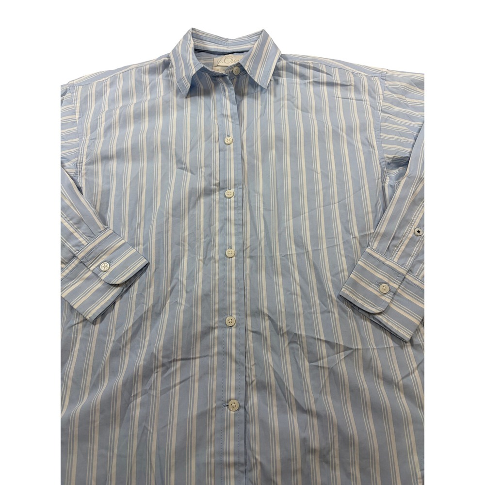 J.Crew Relaxed Re-Imagined Striped Cotton Button Down Shirt Blue White Size 00